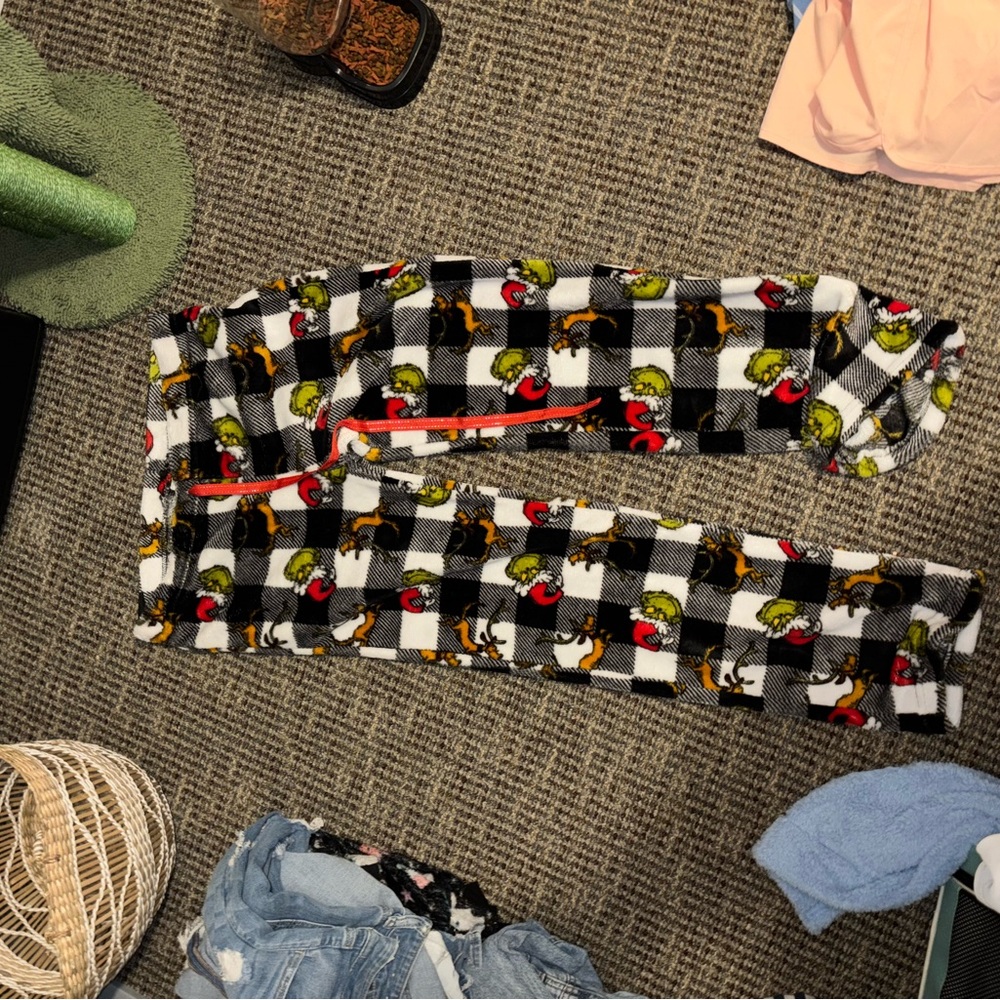 Checkered Pajamas with Cartoon Print